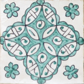Mosaic House Moroccan tile Champagne Green L 1-12 White Light Green  hand painted handpainted 